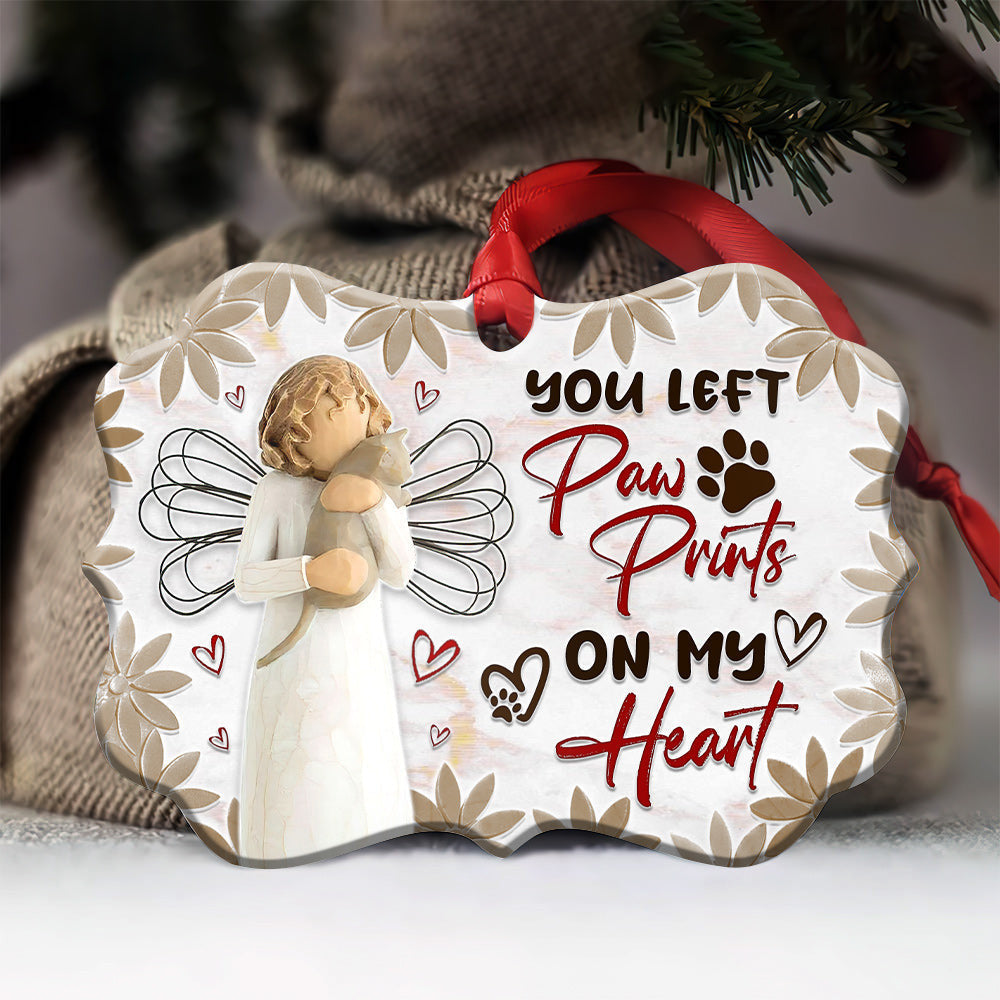 Pet Memorial Angel Cat You Left Paw Prints On My Heart Ornament 1