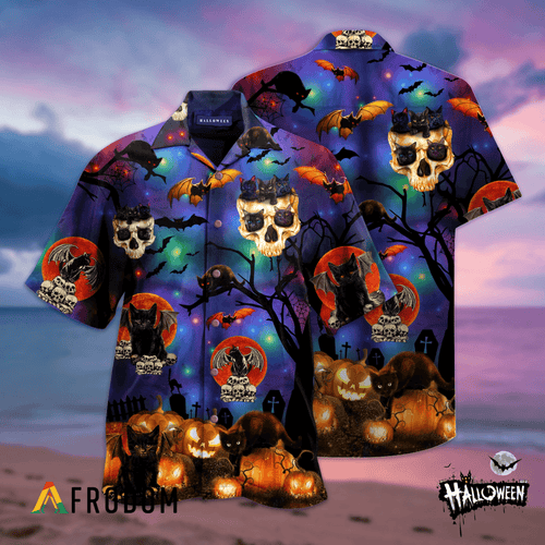 Scary Black Cat Hawaiian Shirt