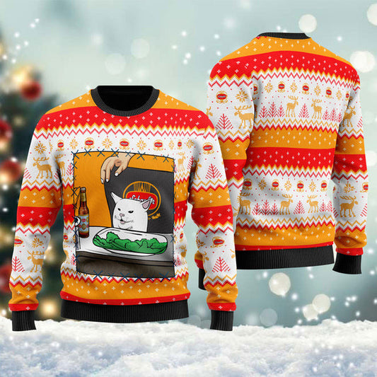 Schaefer Beer Cat Meme Christmas Ugly Sweater