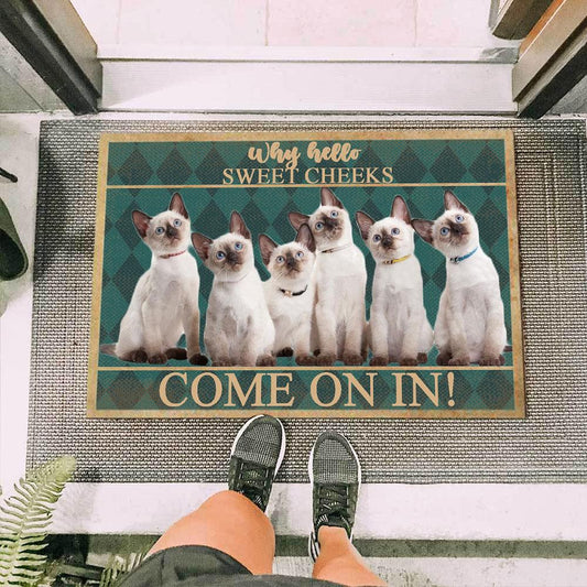 Siamese Cat Easy Clean Welcome DoorMat