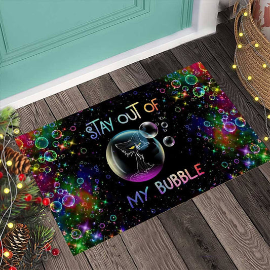 Stay Out Of My Bubble Black Cat DoorMat