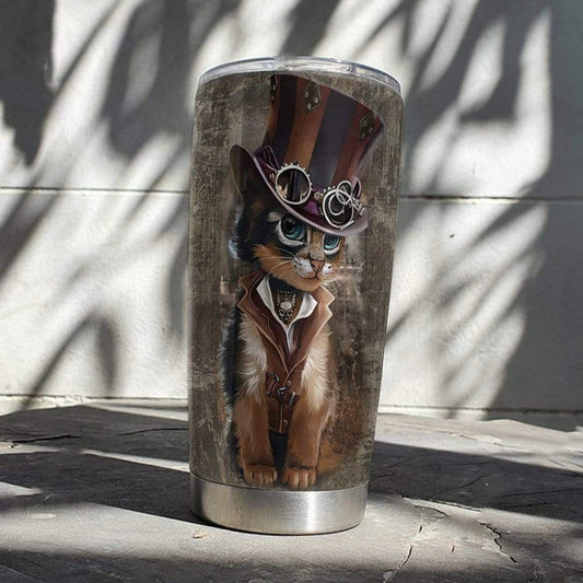 Steampunk Cat Stainless Steel Tumbler