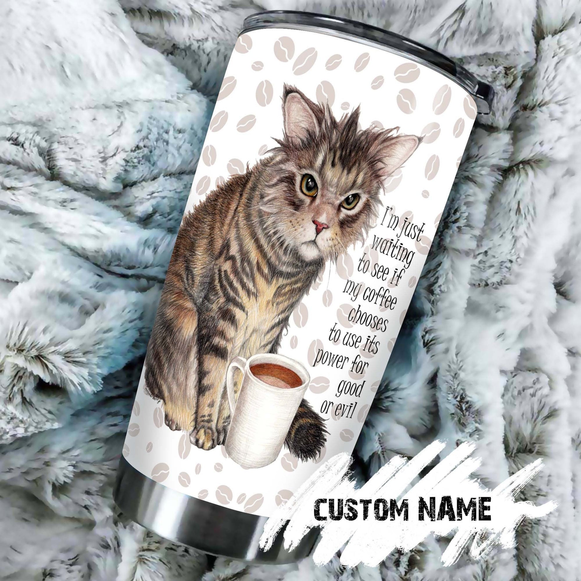 Tabby Cat Watch My Coffee Personalized Tumbler 1