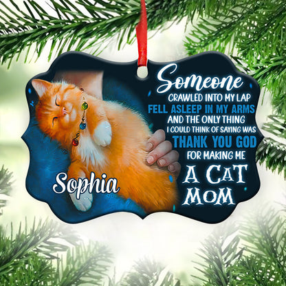 Thank You God For Making Me A Cat Mom Personalized Horizontal Ornament 1