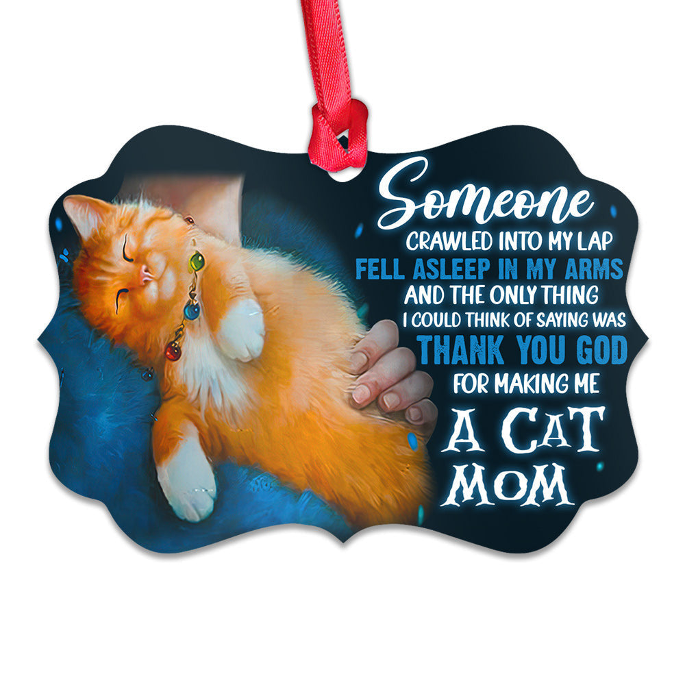 Thank You God For Making Me A Cat Mom Personalized Horizontal Ornament 3
