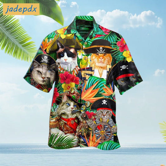 Tropical Pirate Cat Its Pirate Life For Me Hawaiian Shirt
