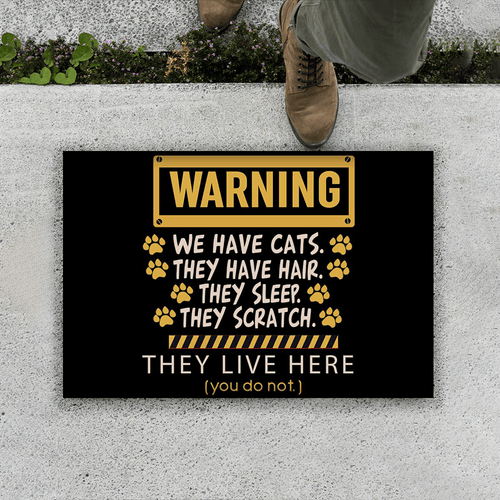 Warning We Have Cats DoorMat