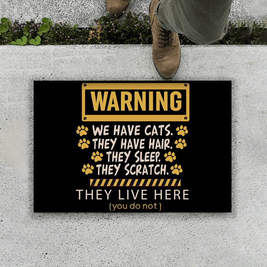 Warning We Have Cats DoorMat