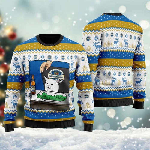 Weihenstephaner Beer Cat Meme Christmas Ugly Sweater
