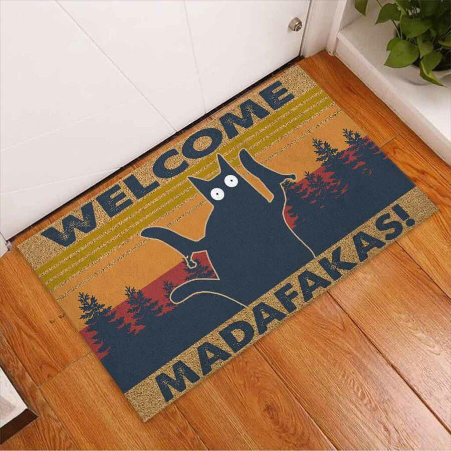 Welcome Madafakas Black Cat DoorMat 1