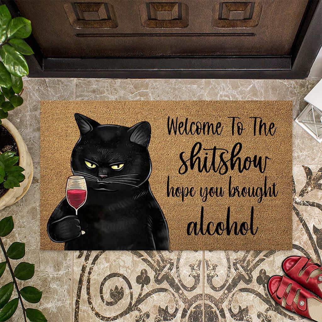 Welcome To The Show Black Cat DoorMat