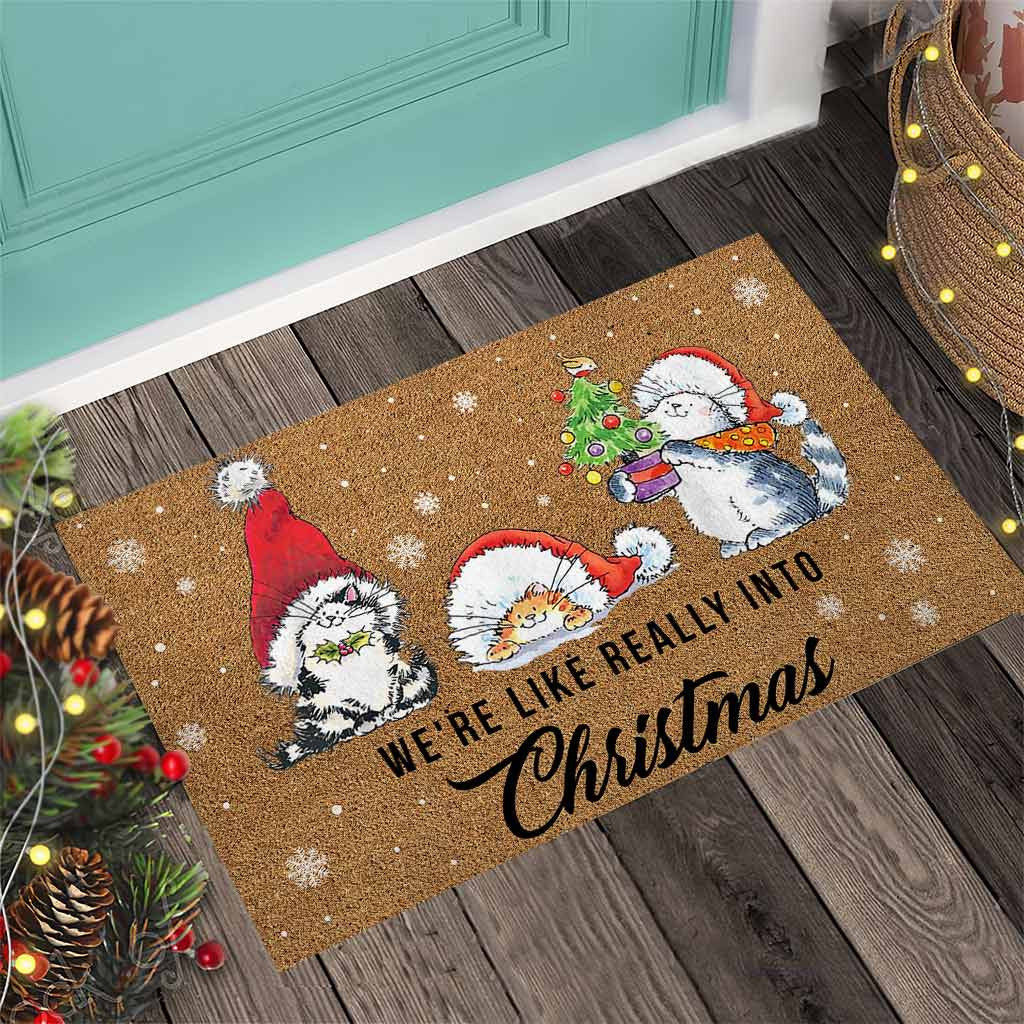 Were Like Really Into Christmas Cat DoorMat