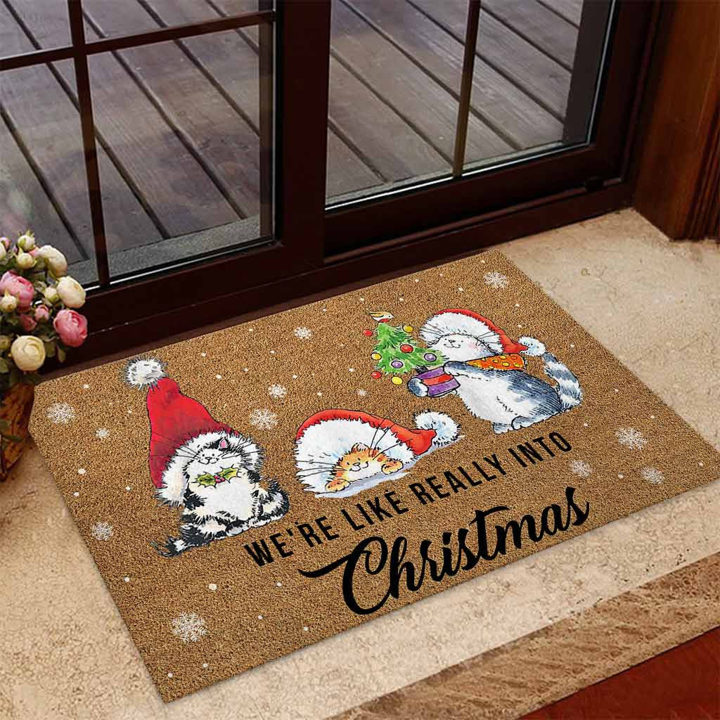 Were Like Really Into Christmas Cat DoorMat 1