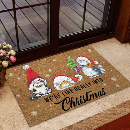 Were Like Really Into Christmas Cat DoorMat 1