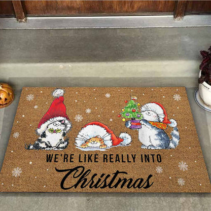 Were Like Really Into Christmas Cat DoorMat 2
