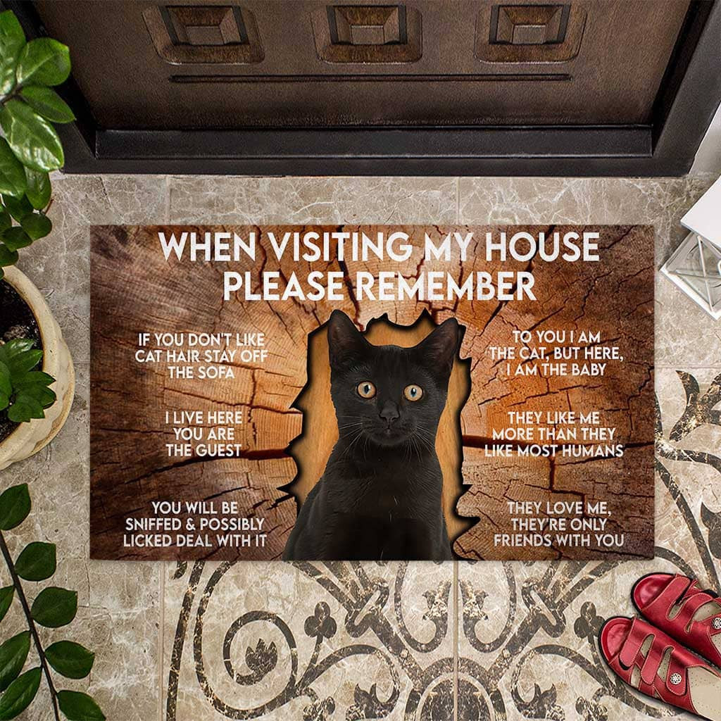 When Visiting My House Please Remember Black Cat DoorMat