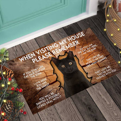 When Visiting My House Please Remember Black Cat DoorMat 1