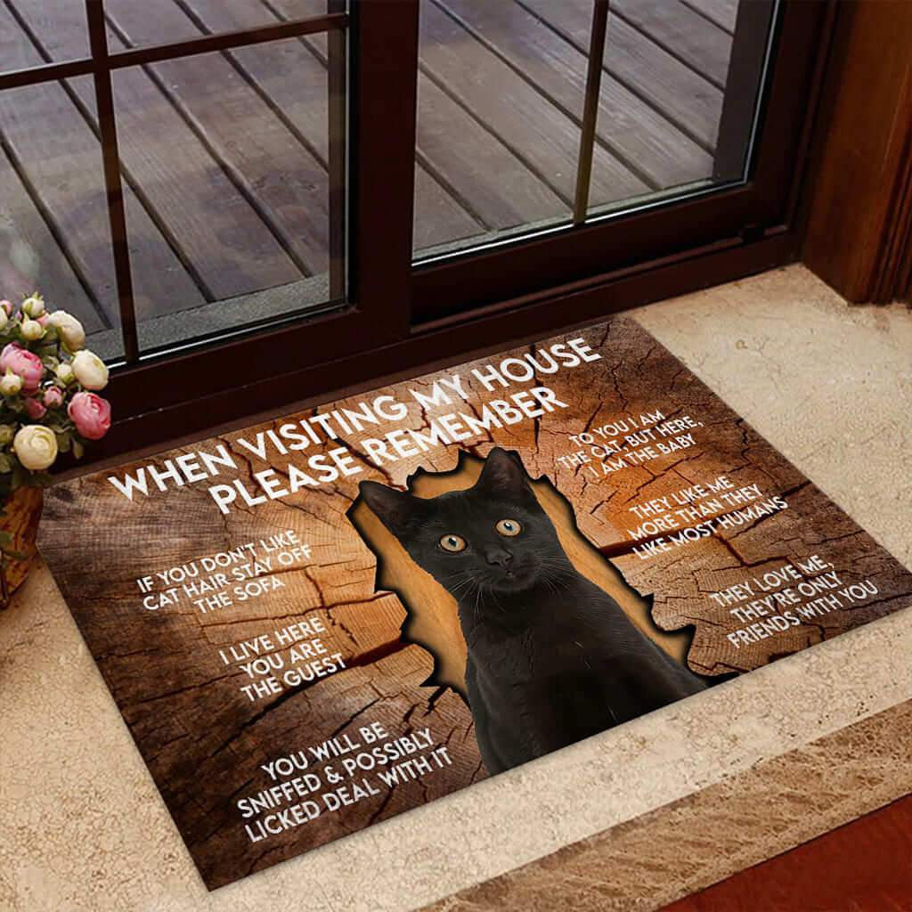 When Visiting My House Please Remember Black Cat DoorMat 2