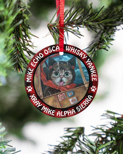 Whisky Yankee Cat Pilot Ceramic Ornament