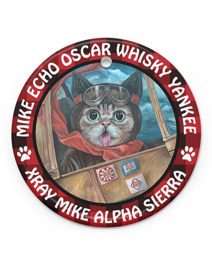 Whisky Yankee Cat Pilot Ceramic Ornament 2