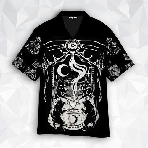 Wicca Witchcraft Gothic Cats Hawaiian Shirt