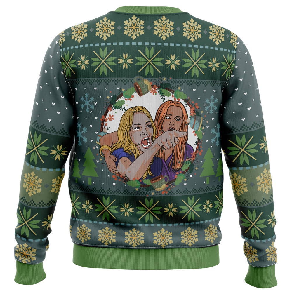Woman Yelling at Cat Parody Ugly Christmas Sweater 1