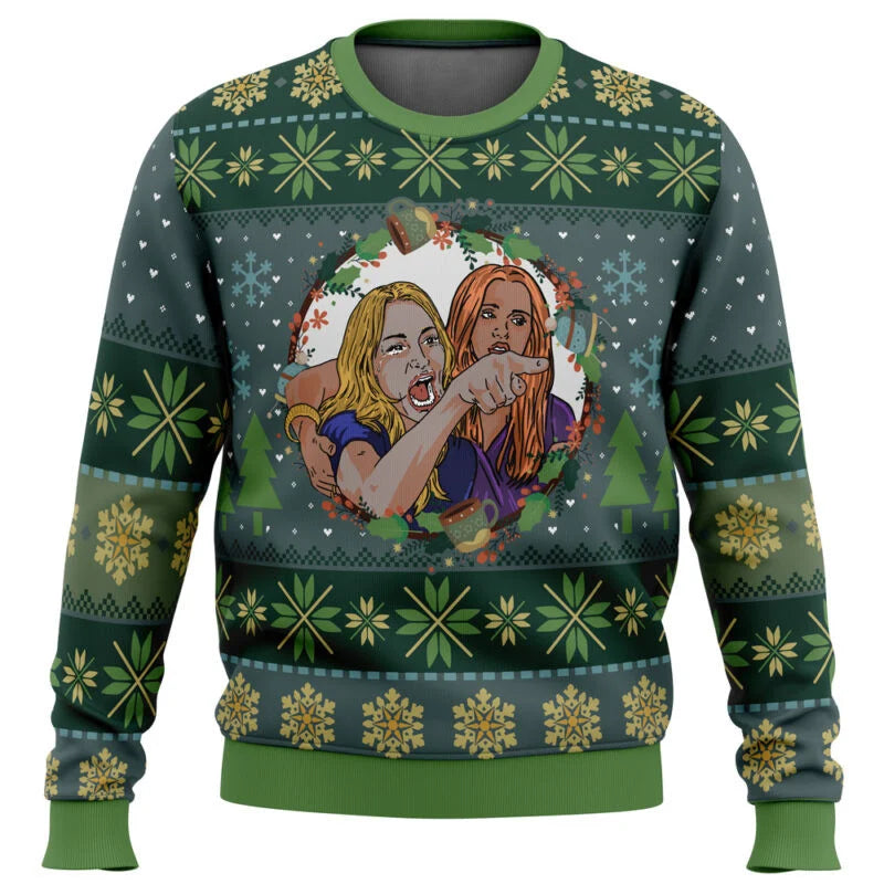Woman Yelling at Cat Parody Ugly Christmas Sweater 2