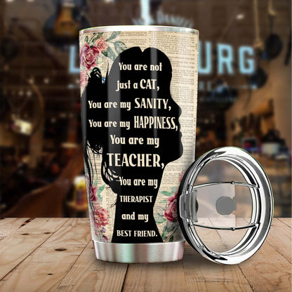 Wooden Style A Girl And Her Maine Coon Cat Personalized Tumbler 1
